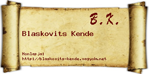 Blaskovits Kende névjegykártya